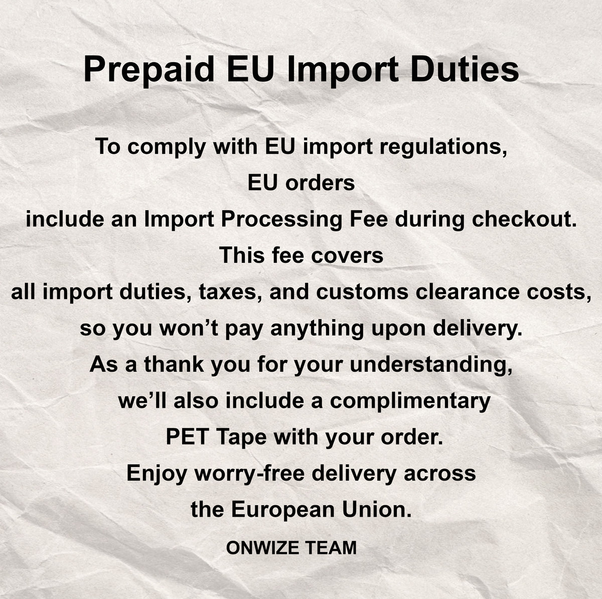 Prepaid EU Import Duties