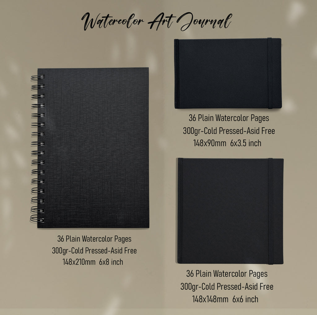 ONWIZE Watercolor Journal Set – 3 Size Bundle (A5 + Square + Pocket) | 300gsm Cold Press Sketchbook Set