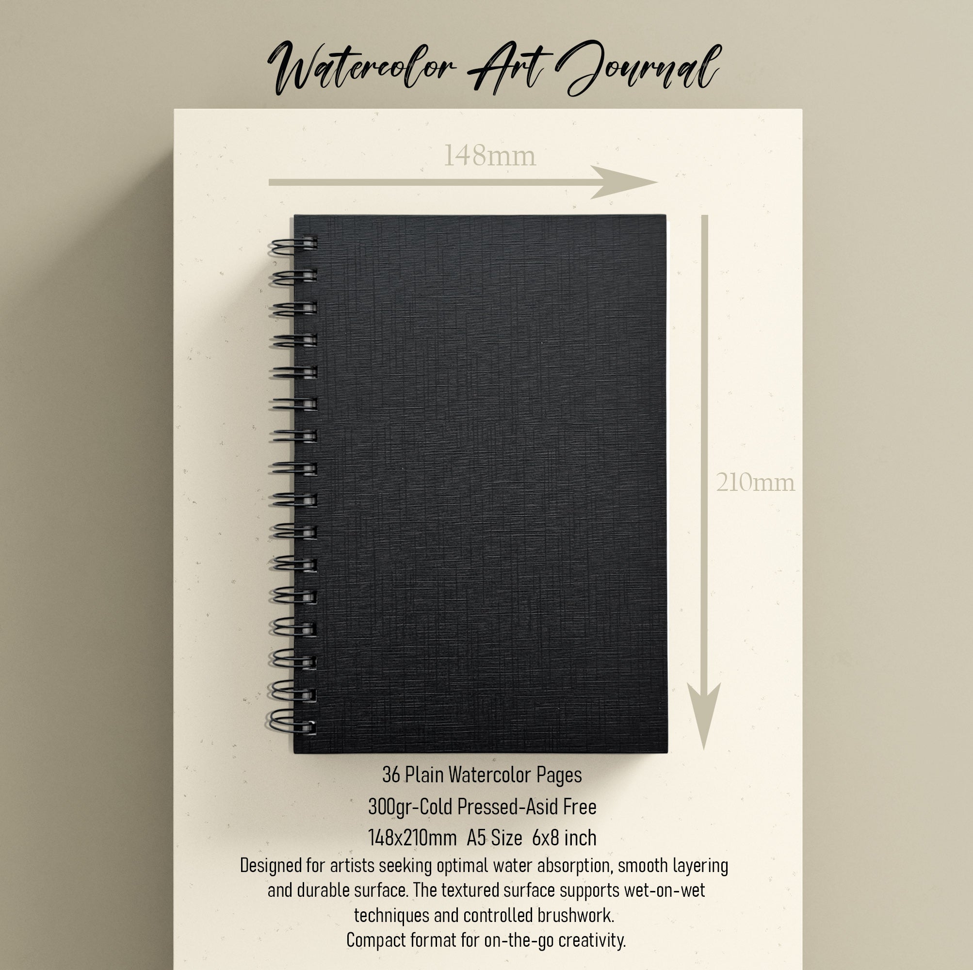 ONWIZE Watercolor Art Journal – A5 (Black)