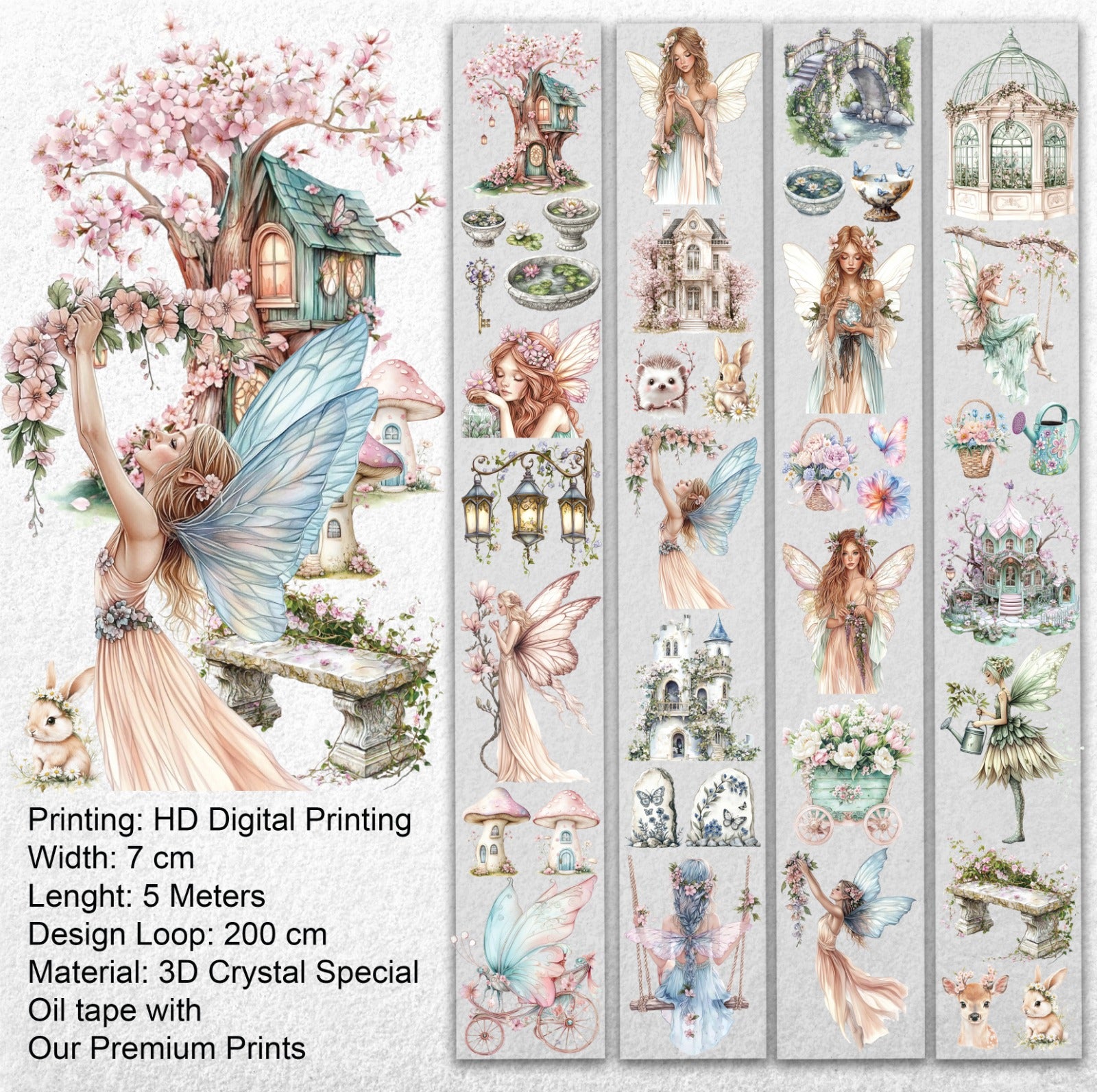 Blossom Haven | Premium 3D Crystal Special Oil PET Tape | SRP 218