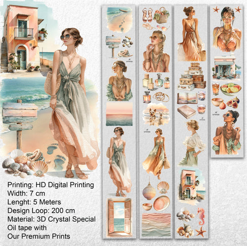 Coastal Blush | Seaside Romance & Coastal PET Tape | 7cm x 5m