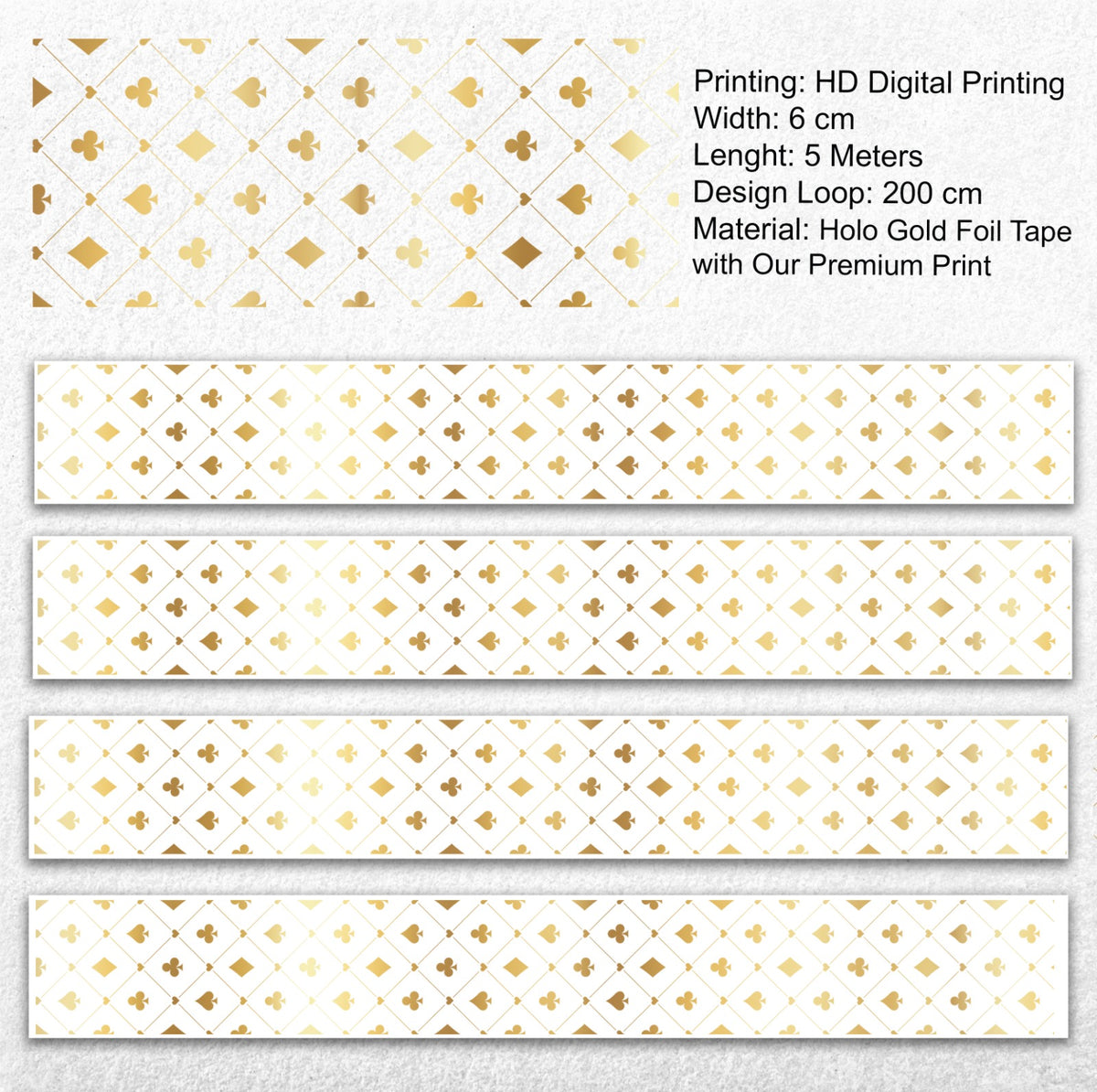 Gilded Wonders – Gold Foil Playing Card PET Tape