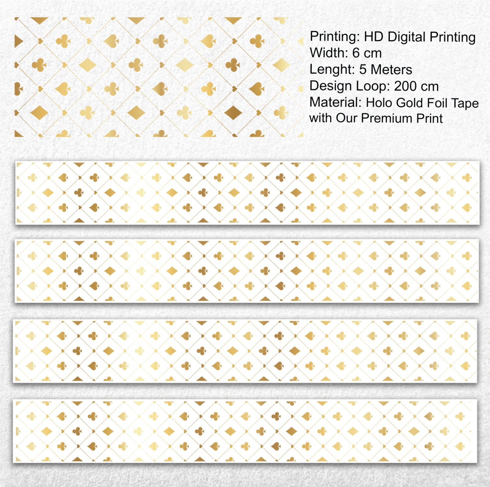 Gilded Wonders – Gold Foil Playing Card PET Tape