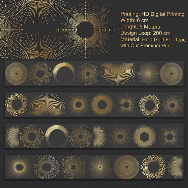 Golden Eclipse Holo Gold Foil PET Tape