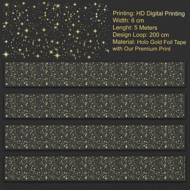Golden Stardust Holo Gold Foil PET Tape