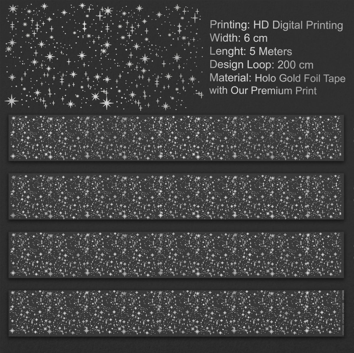 Silver Stardust Holo Silver Foil Tape