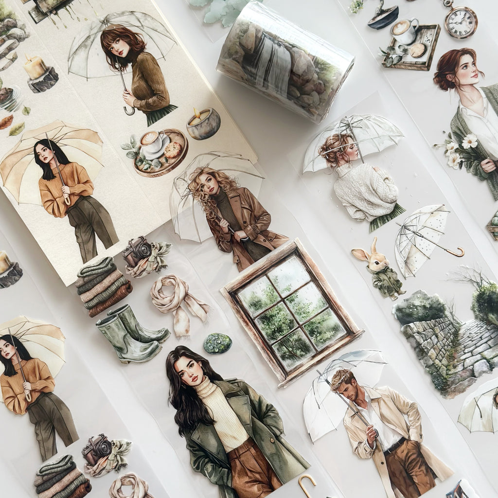 Spring Rain Serenity PET Tape – Cozy Nature & Rainy Day Journaling Tape