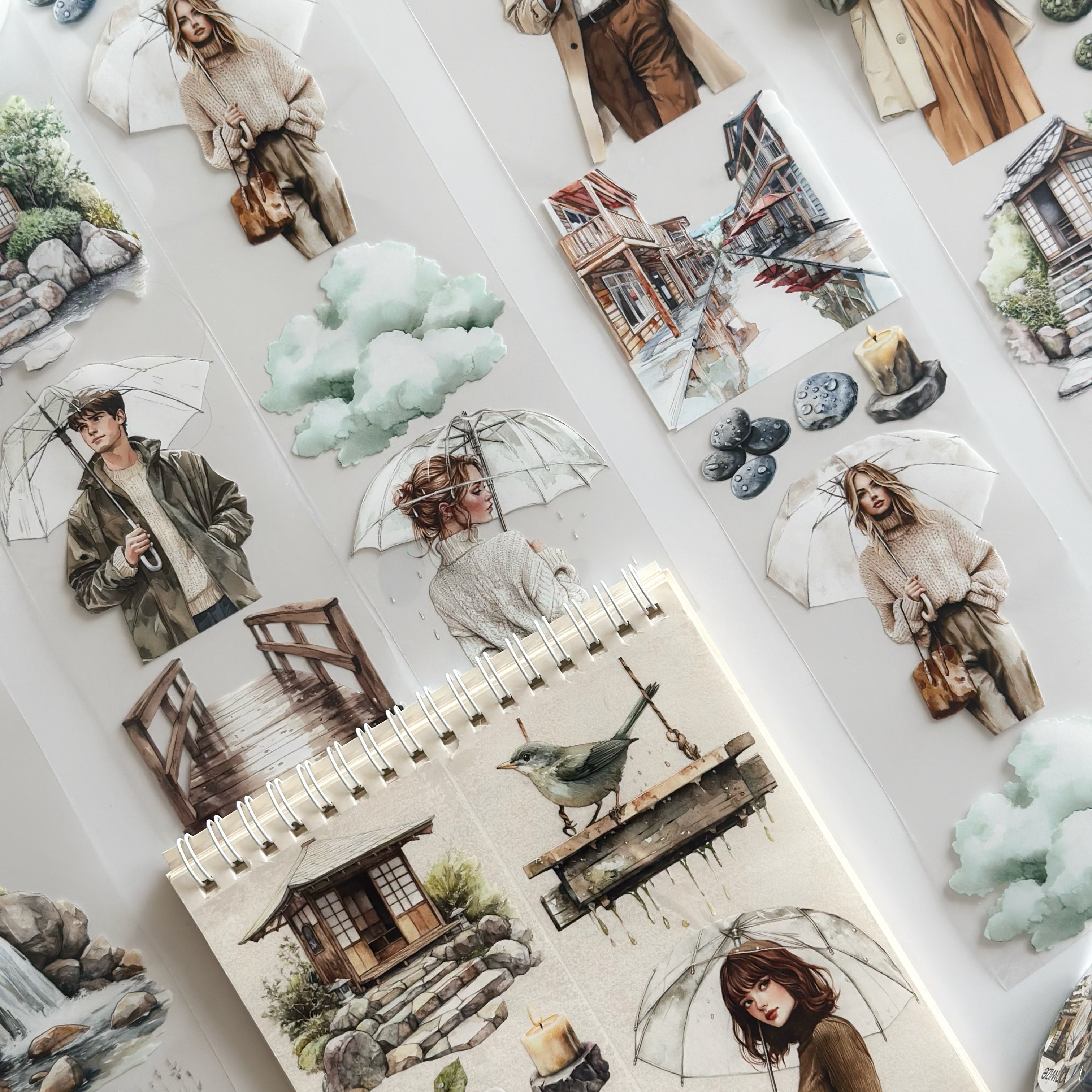 Spring Rain Serenity PET Tape – Cozy Nature & Rainy Day Journaling Tape