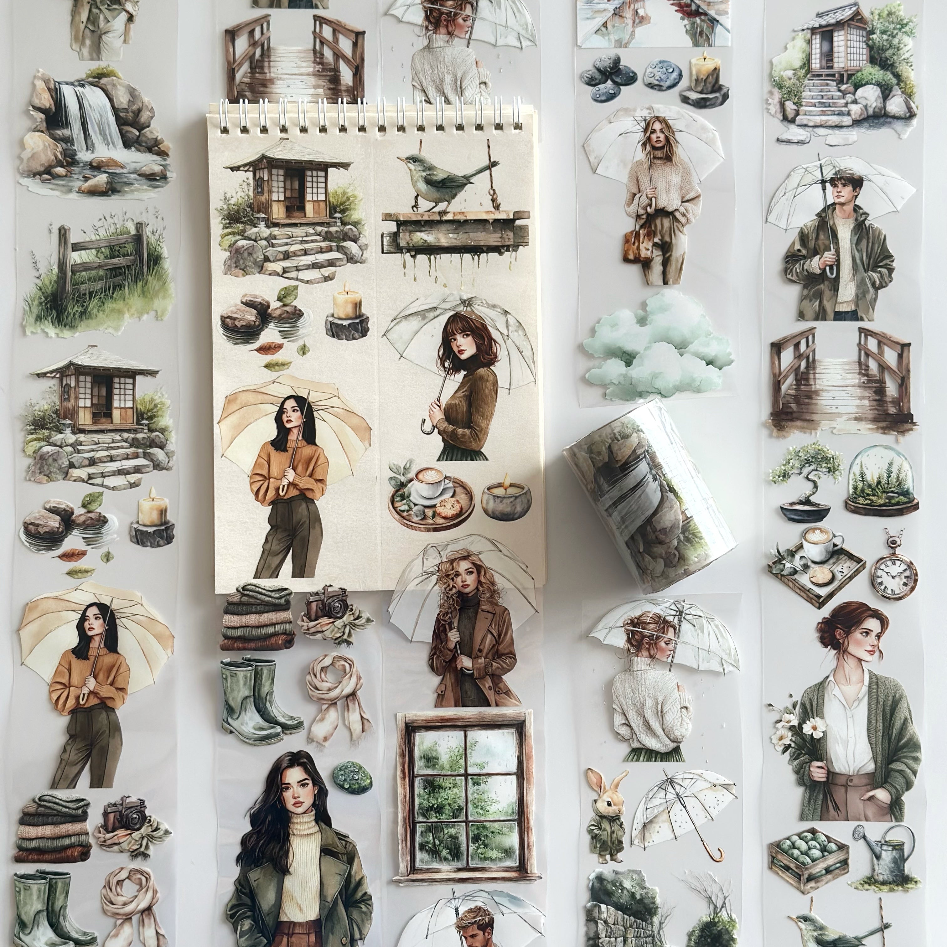 Spring Rain Serenity PET Tape – Cozy Nature & Rainy Day Journaling Tape