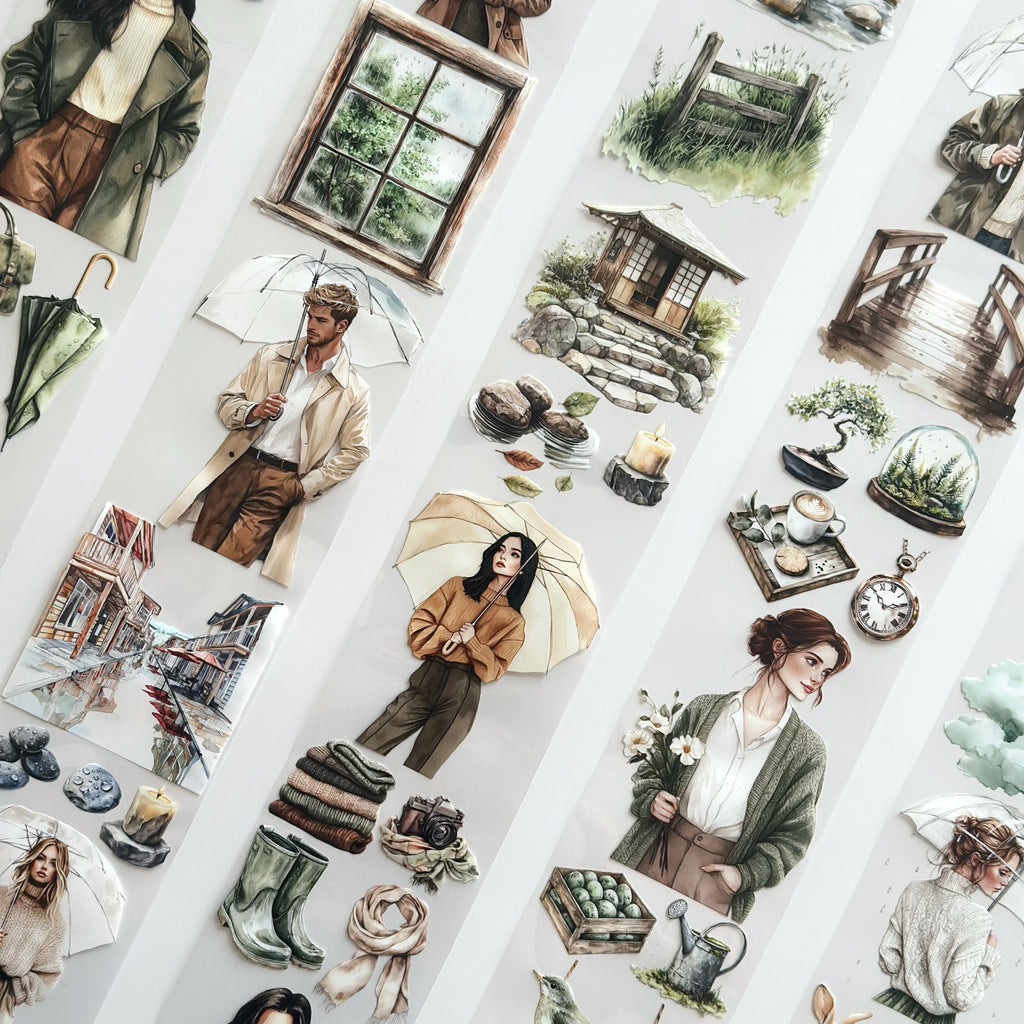 Spring Rain Serenity PET Tape – Cozy Nature & Rainy Day Journaling Tape