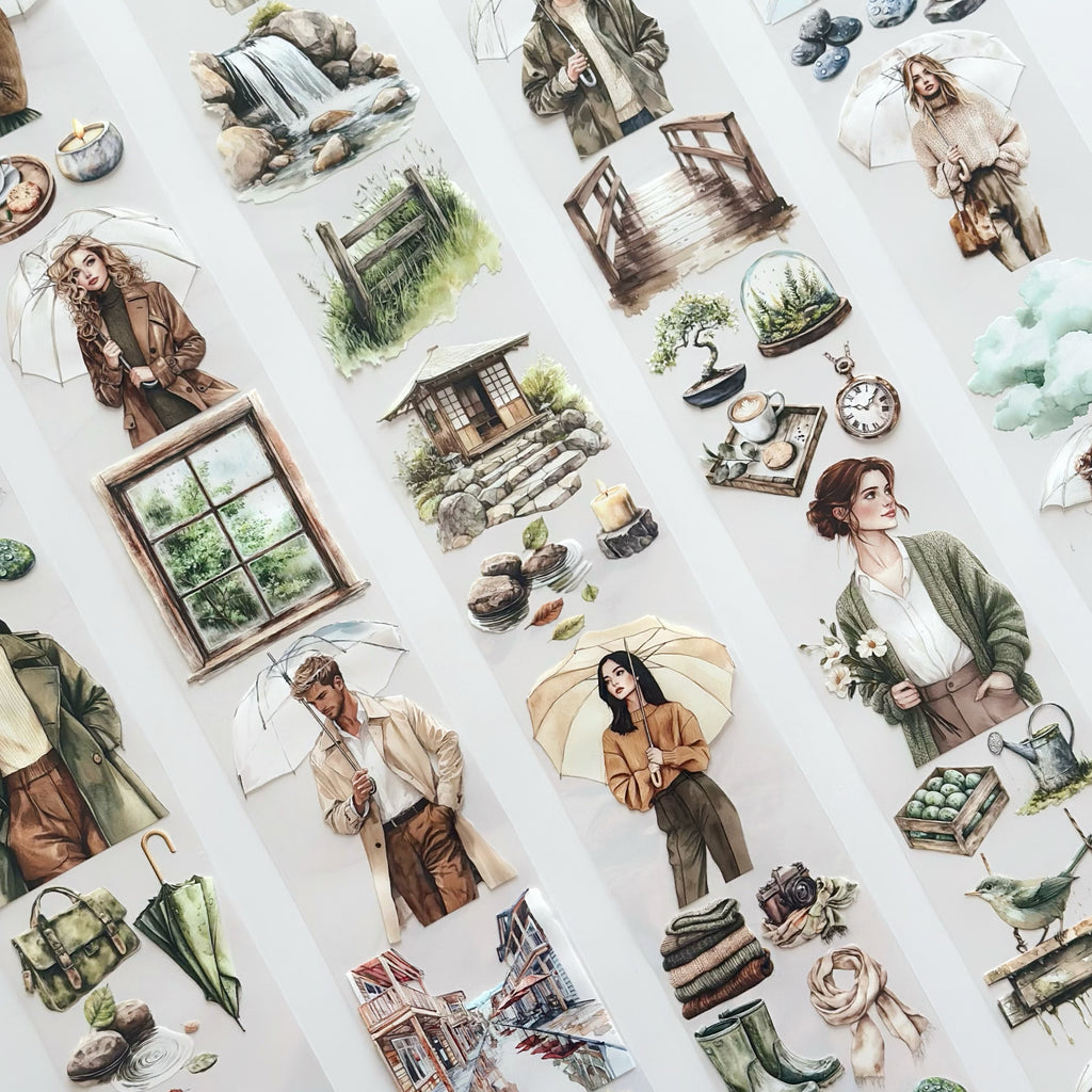 Spring Rain Serenity PET Tape – Cozy Nature & Rainy Day Journaling Tape