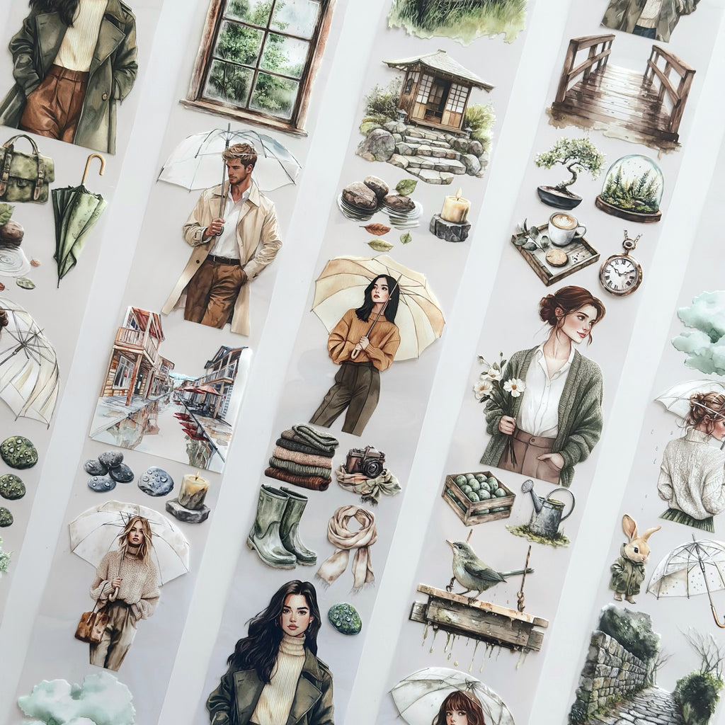 Spring Rain Serenity PET Tape – Cozy Nature & Rainy Day Journaling Tape