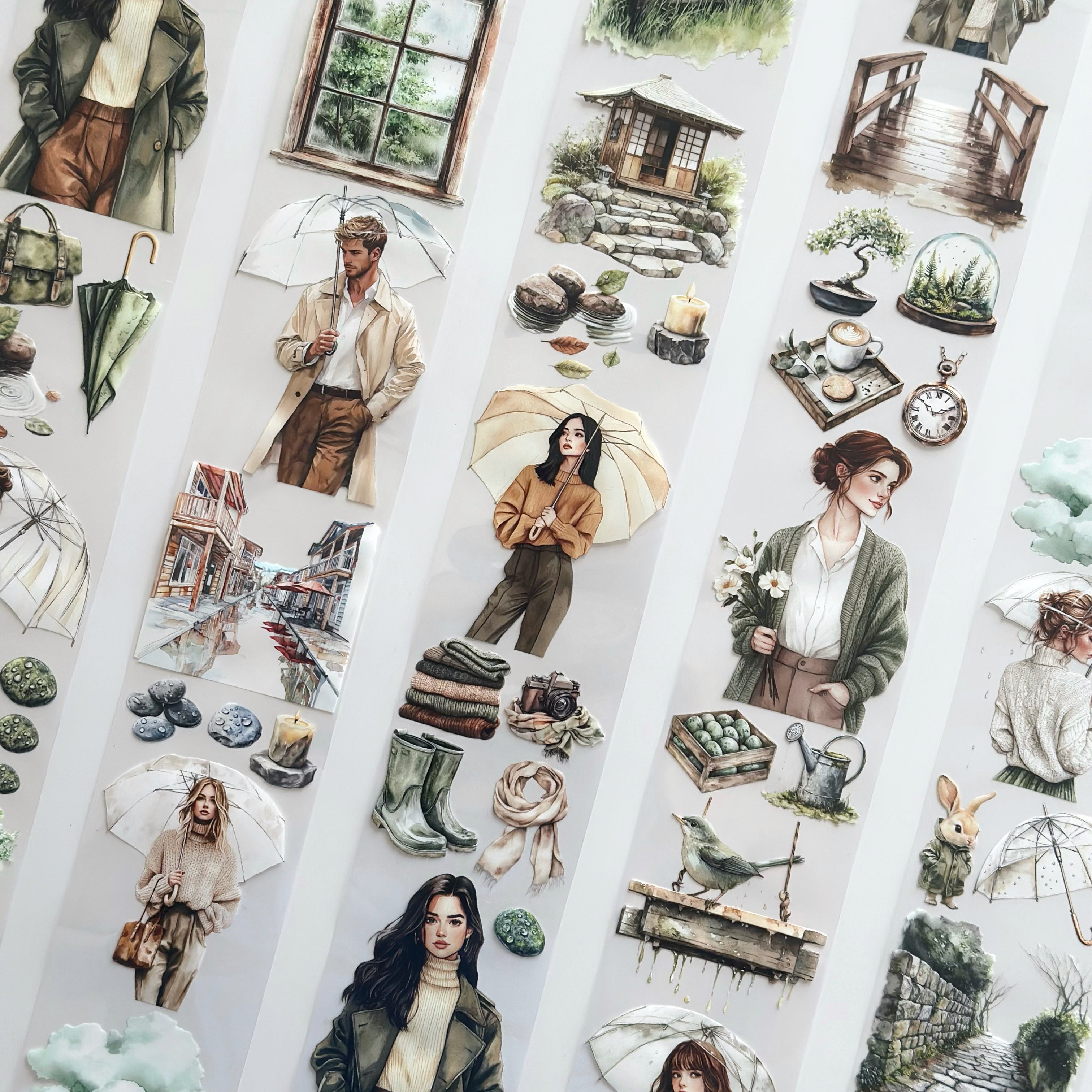 Spring Rain Serenity PET Tape – Cozy Nature & Rainy Day Journaling Tape