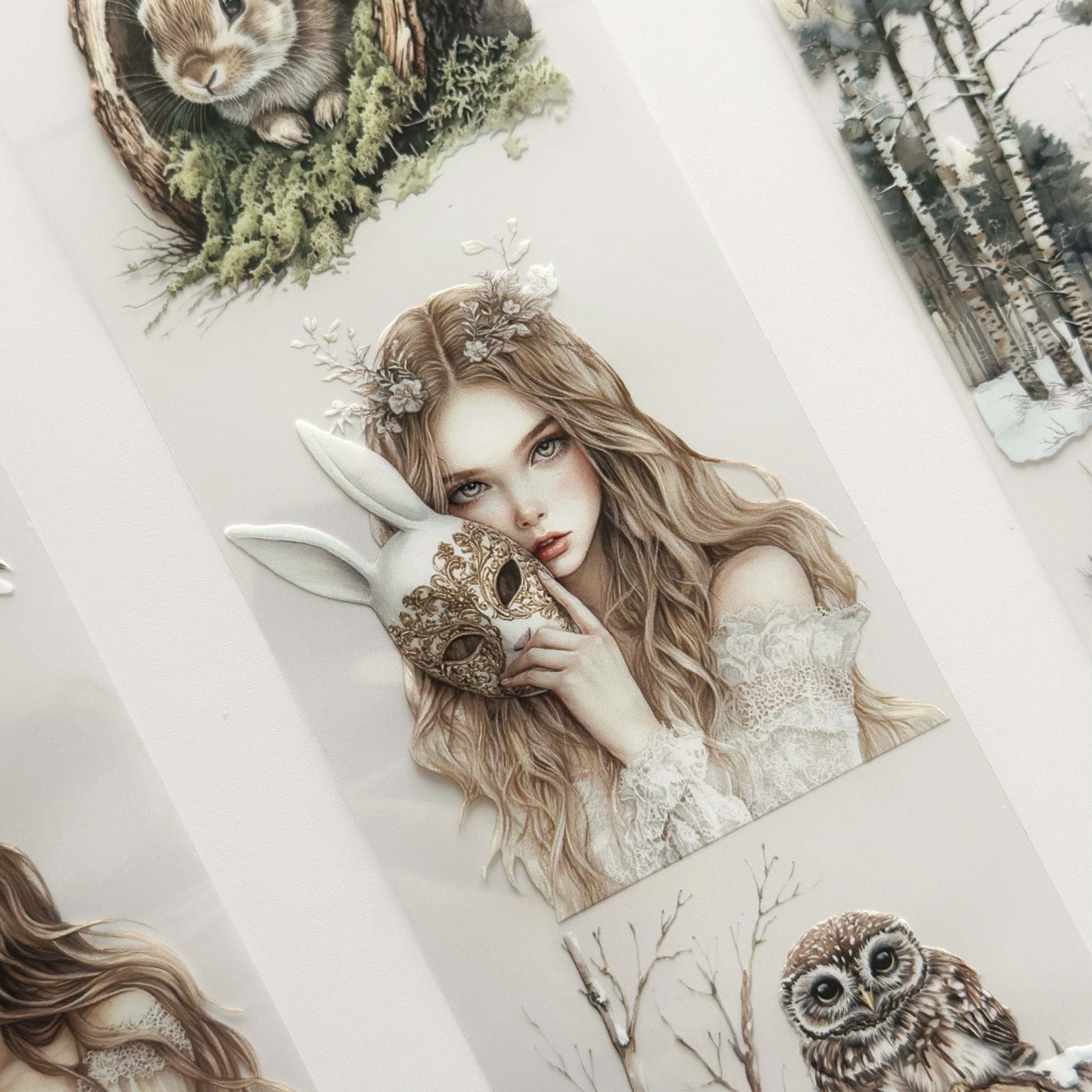 Winter Forest Whisper – PET Tape | Enchanted Woodland Animals & Fairytale Girls Scrapbook Tape