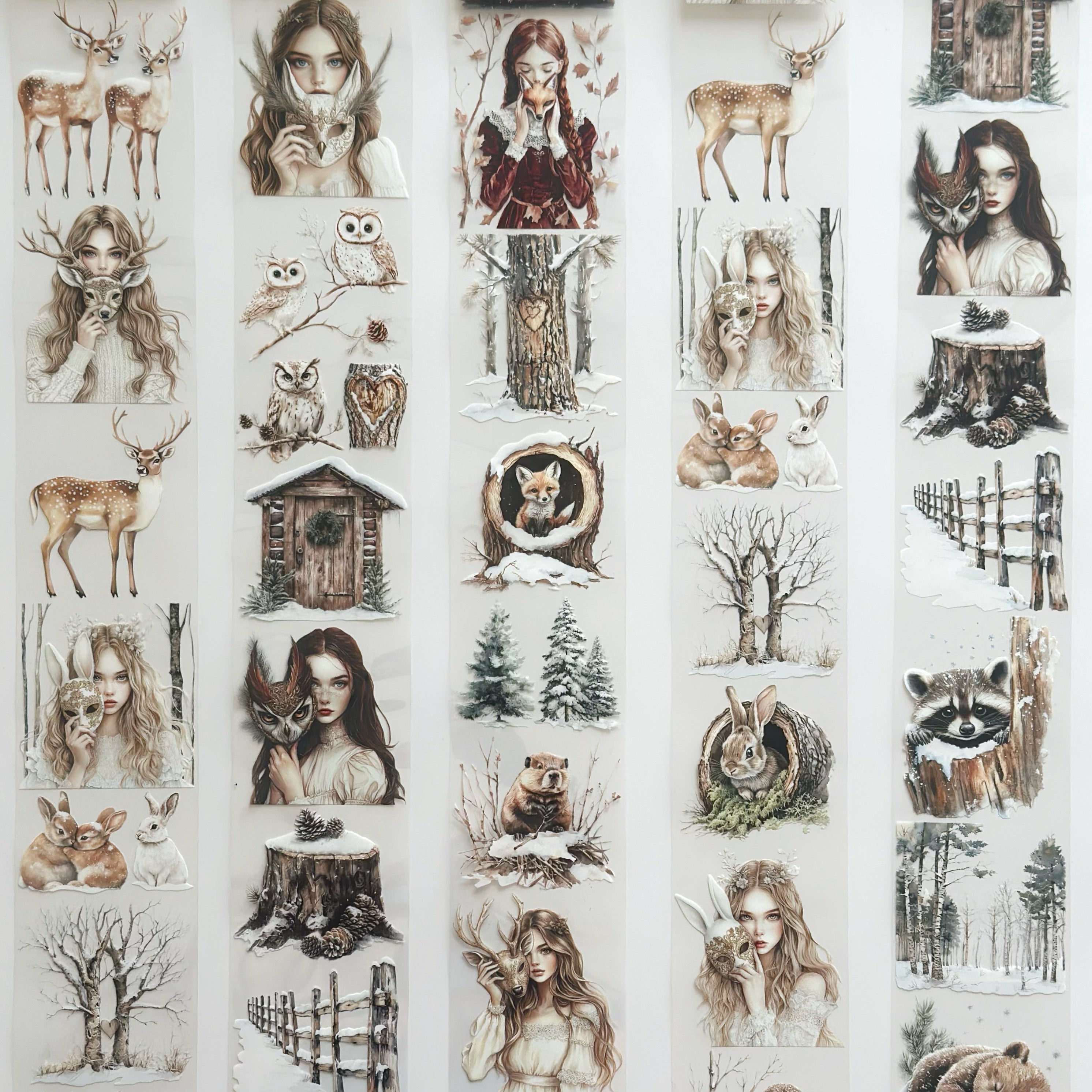 Winter Forest Whisper – PET Tape | Enchanted Woodland Animals & Fairytale Girls Scrapbook Tape