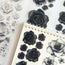 Noir Blossom Muse – Elegant Black & Ivory Floral PET Tape for Scrapbooking & Journaling