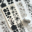 Noir Blossom Muse – Elegant Black & Ivory Floral PET Tape for Scrapbooking & Journaling