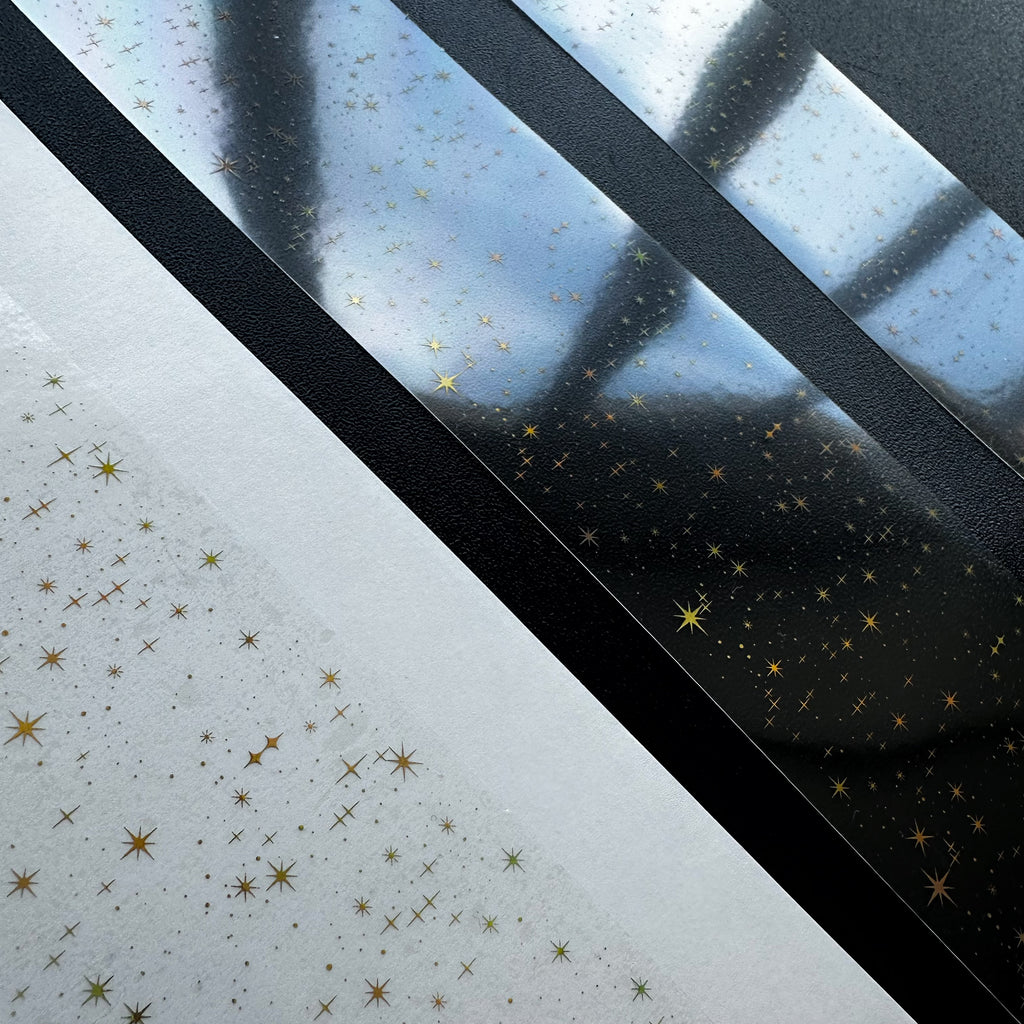 Golden Stardust | Holo Gold Foil Starfield PET Tape | 6cm x 5m