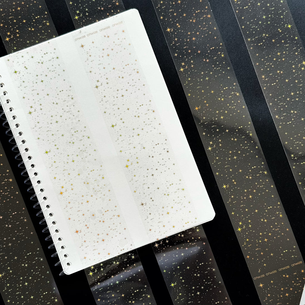 Golden Stardust | Holo Gold Foil Starfield PET Tape | 6cm x 5m
