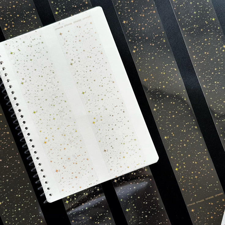 Golden Stardust | Holo Gold Foil Starfield PET Tape | 6cm x 5m
