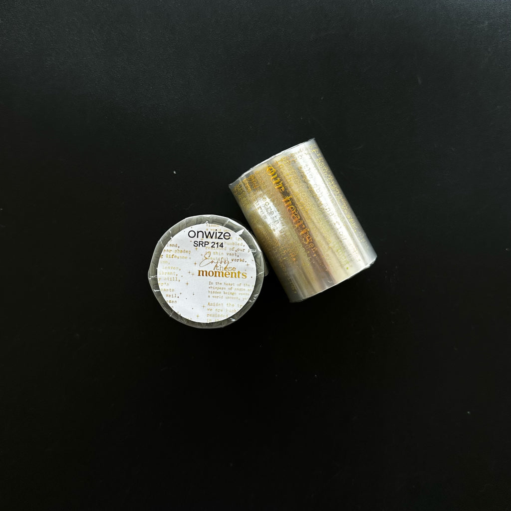 Golden Manuscript | Holo Gold Foil Typography PET Tape | 6cm x 5m