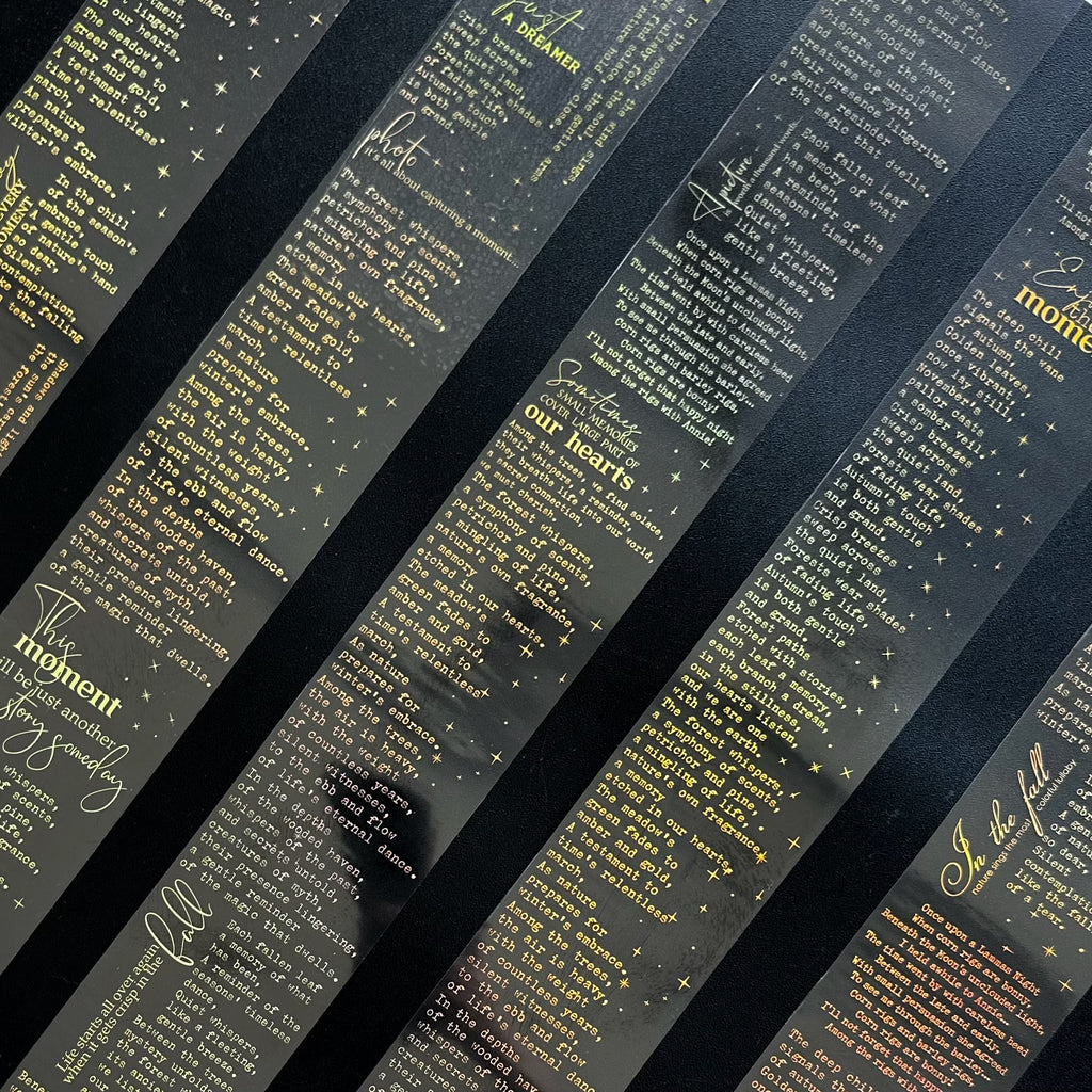 Golden Manuscript | Holo Gold Foil Typography PET Tape | 6cm x 5m