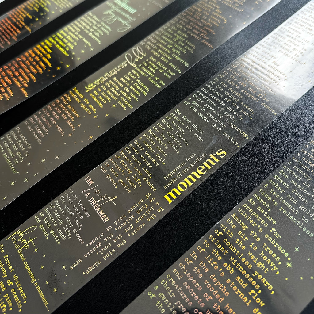 Golden Manuscript | Holo Gold Foil Typography PET Tape | 6cm x 5m