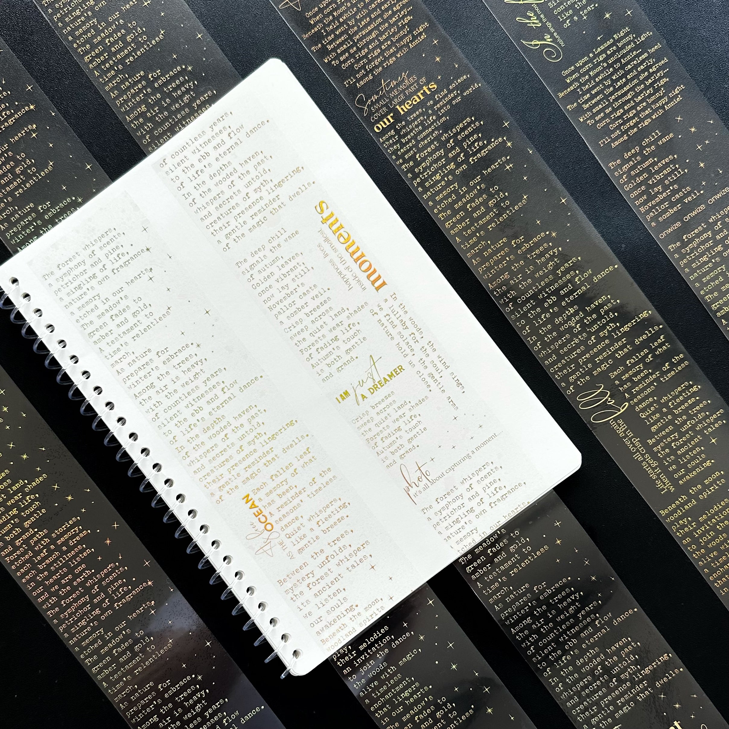 Golden Manuscript | Holo Gold Foil Typography PET Tape | 6cm x 5m