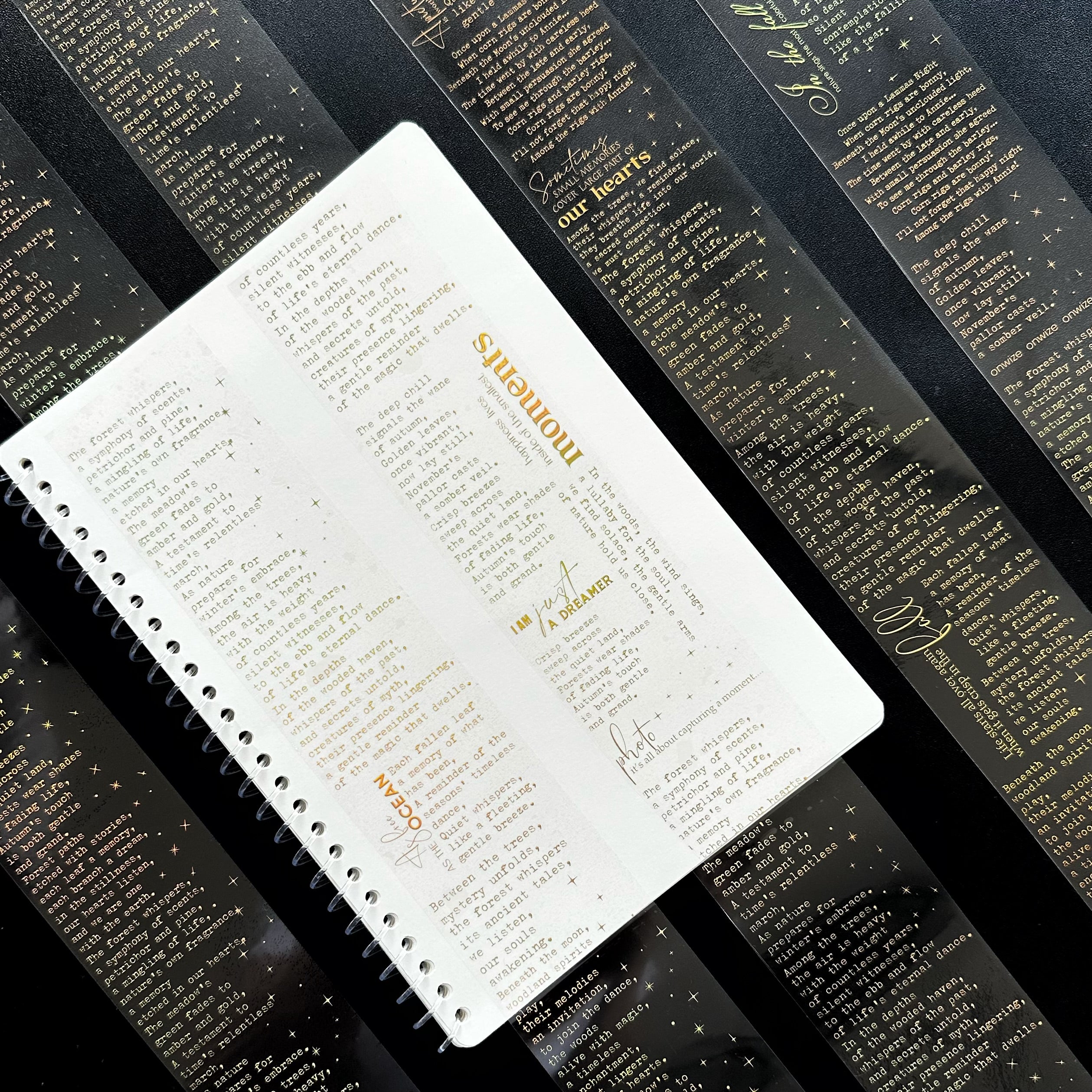Golden Manuscript | Holo Gold Foil Typography PET Tape | 6cm x 5m