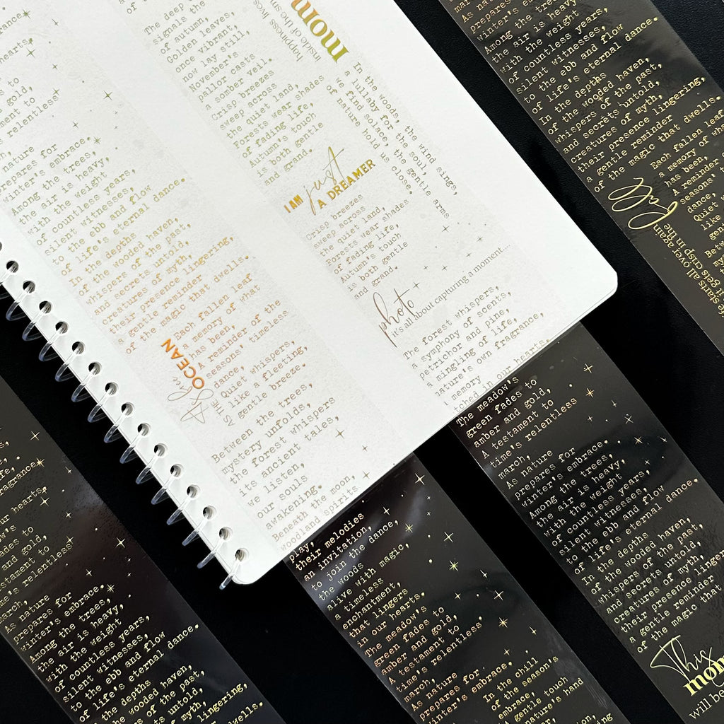 Golden Manuscript | Holo Gold Foil Typography PET Tape | 6cm x 5m