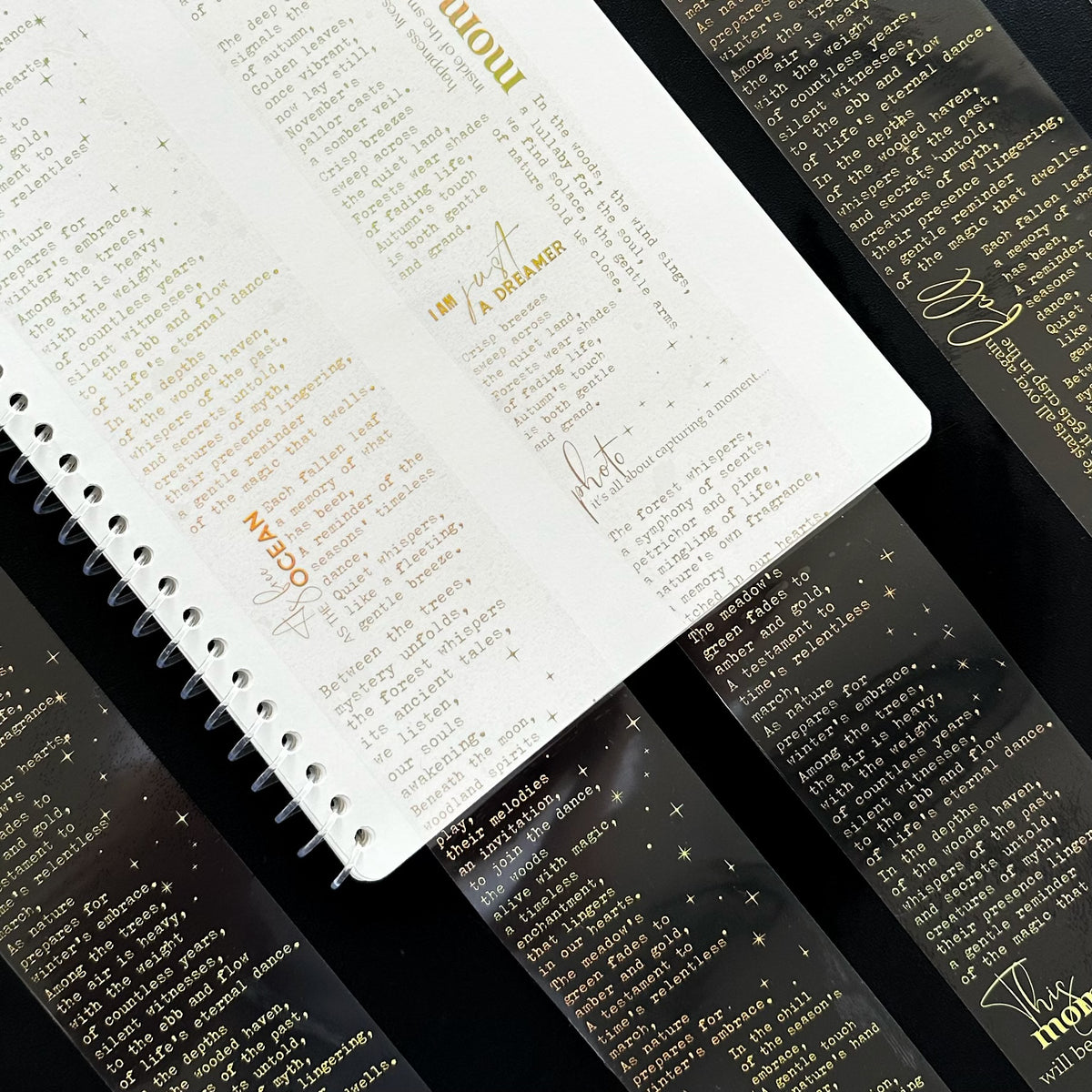 Golden Manuscript | Holo Gold Foil Typography PET Tape | 6cm x 5m