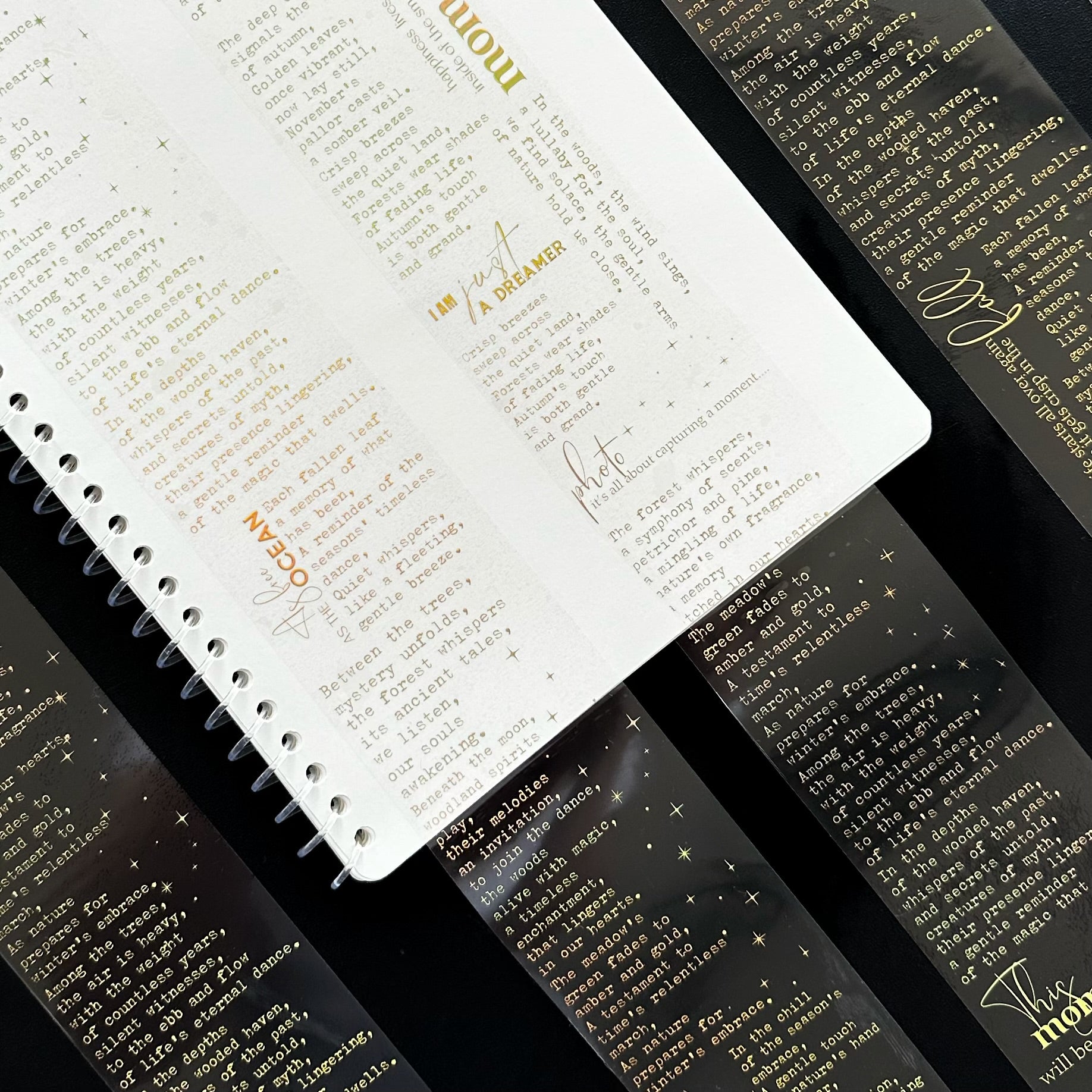 Golden Manuscript | Holo Gold Foil Typography PET Tape | 6cm x 5m