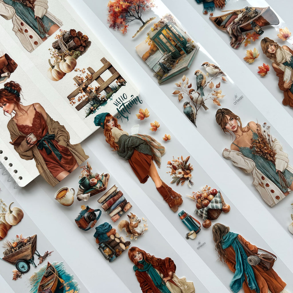 Lakeside Haven | Autumn PET Tape | 3D Crystal Oil Washi Tape | 7 cm x 5 m