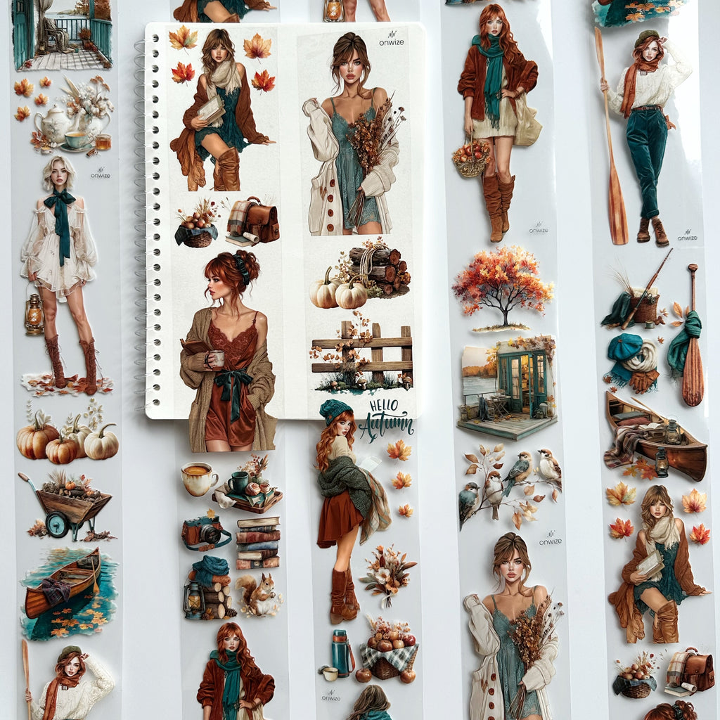 Lakeside Haven | Autumn PET Tape | 3D Crystal Oil Washi Tape | 7 cm x 5 m