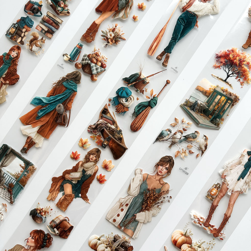 Lakeside Haven | Autumn PET Tape | 3D Crystal Oil Washi Tape | 7 cm x 5 m