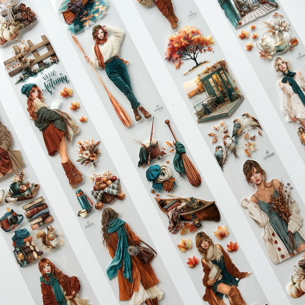 Lakeside Haven | Autumn PET Tape | 3D Crystal Oil Washi Tape | 7 cm x 5 m