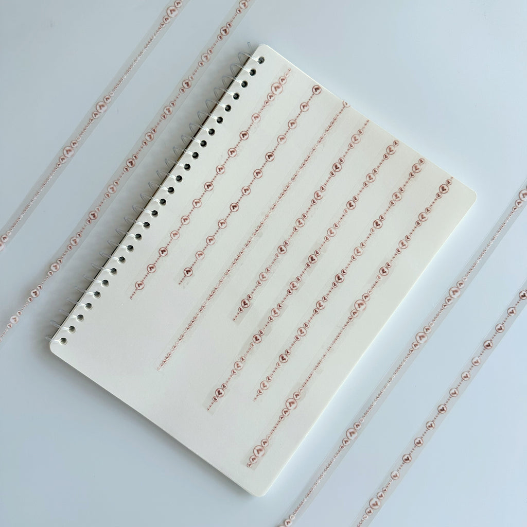 Blush Pearls | Elegant Pearl Border PET Tape | 1cm x 5m