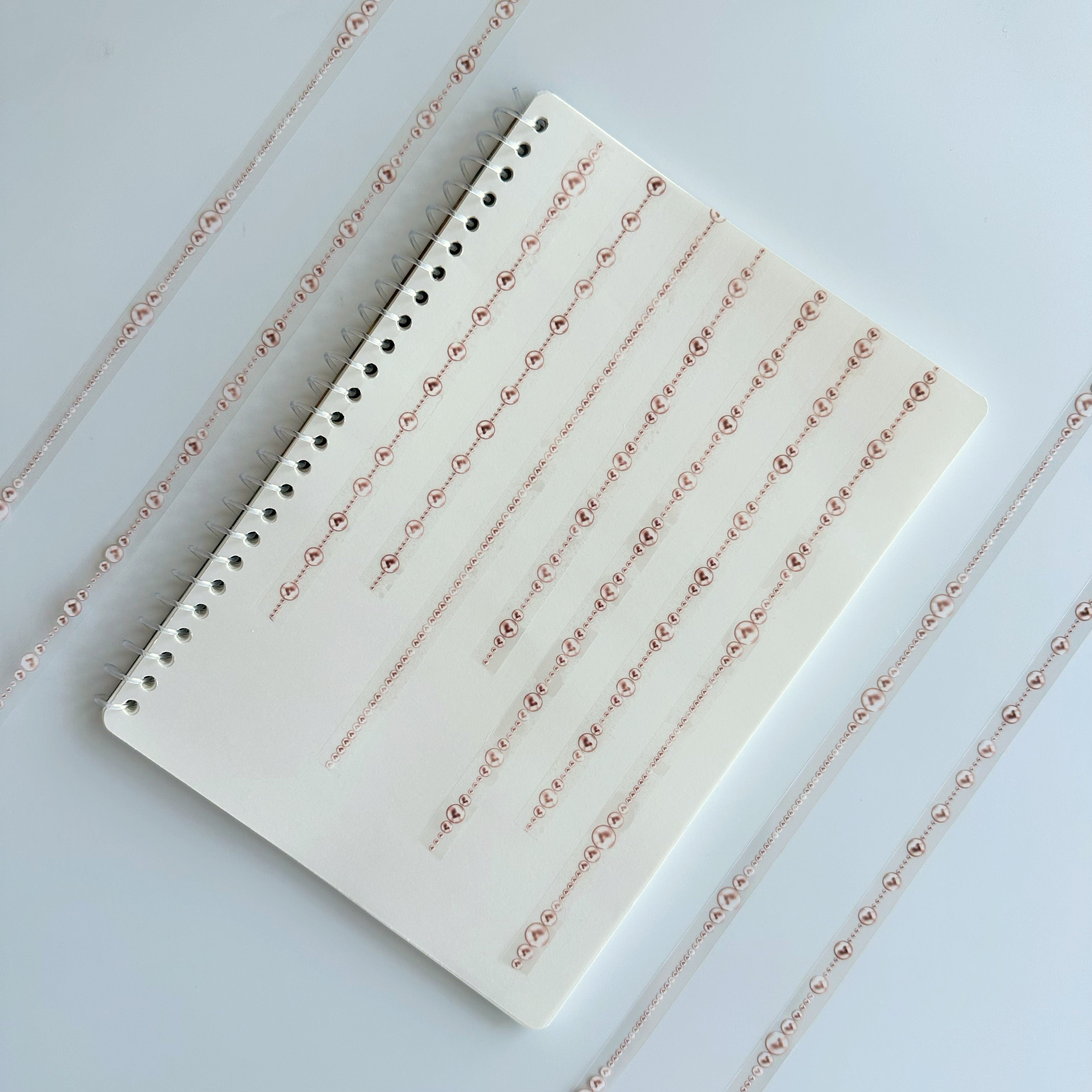 Blush Pearls | Elegant Pearl Border PET Tape | 1cm x 5m