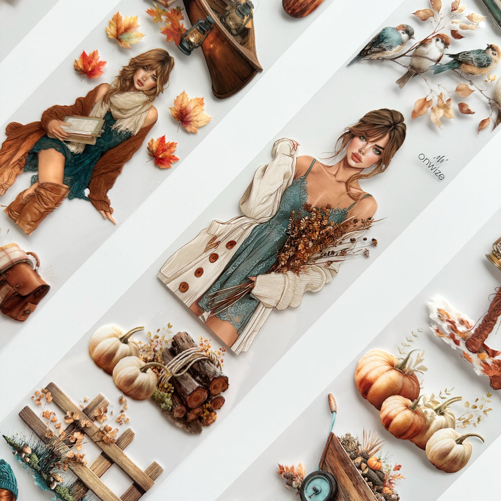Lakeside Haven | Autumn PET Tape | 3D Crystal Oil Washi Tape | 7 cm x 5 m