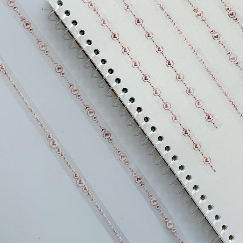 Blush Pearls | Elegant Pearl Border PET Tape | 1cm x 5m