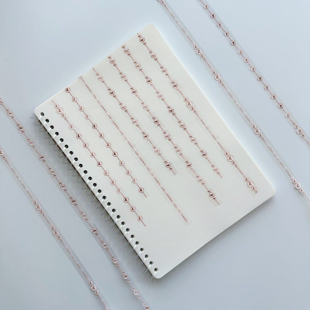 Blush Pearls | Elegant Pearl Border PET Tape | 1cm x 5m