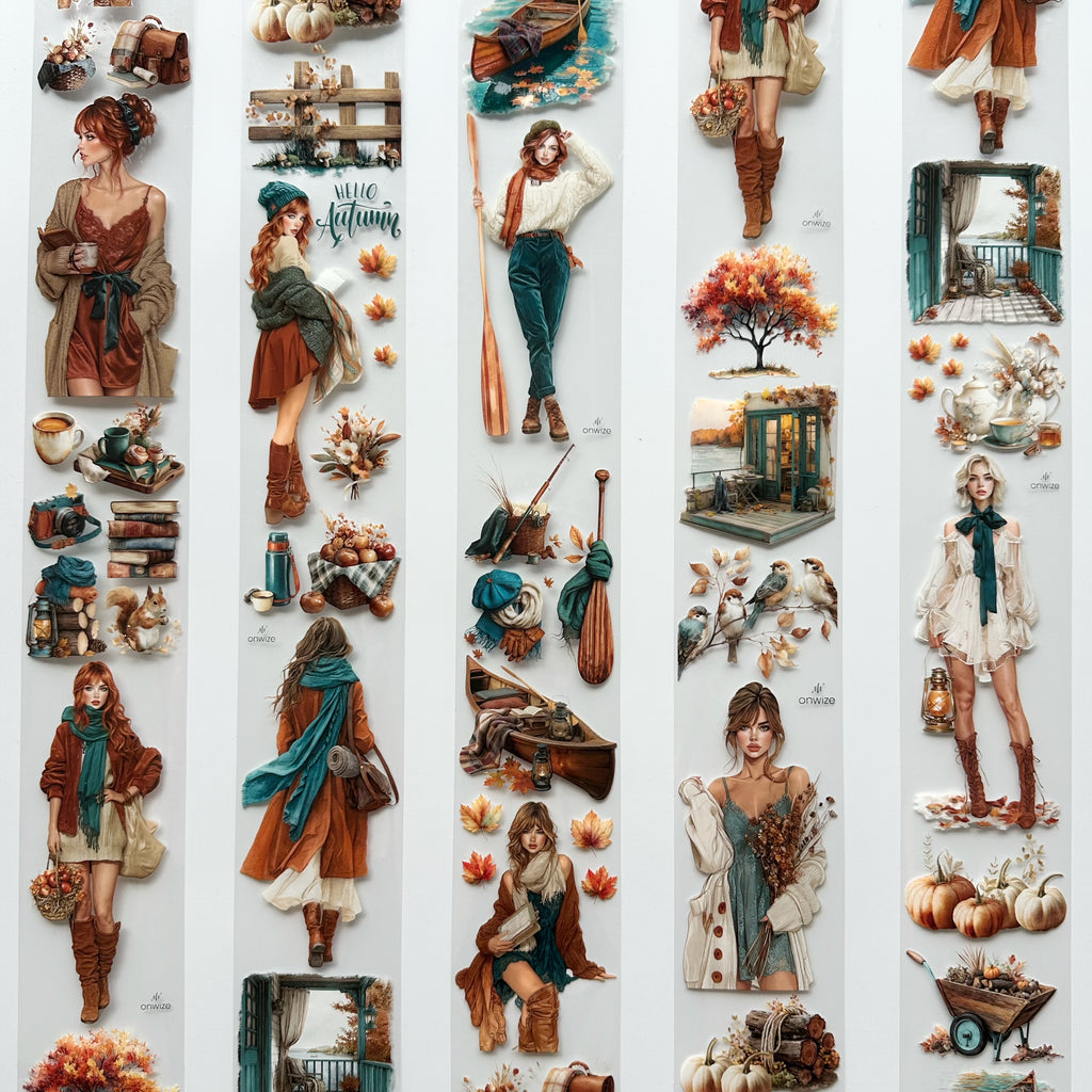 Lakeside Haven | Autumn PET Tape | 3D Crystal Oil Washi Tape | 7 cm x 5 m