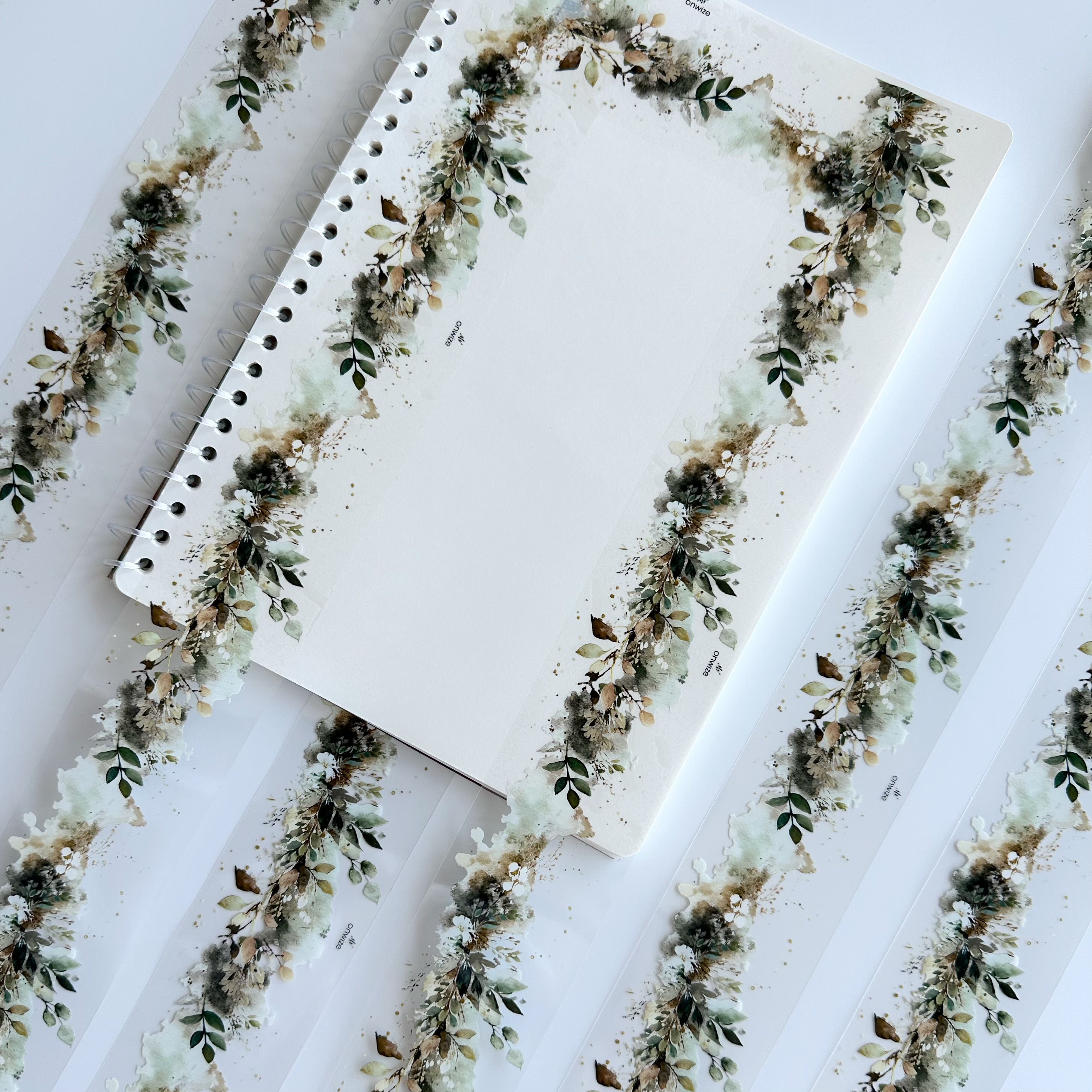 Sage Meadow | Watercolor Botanical Border PET Tape | 5cm x 5m
