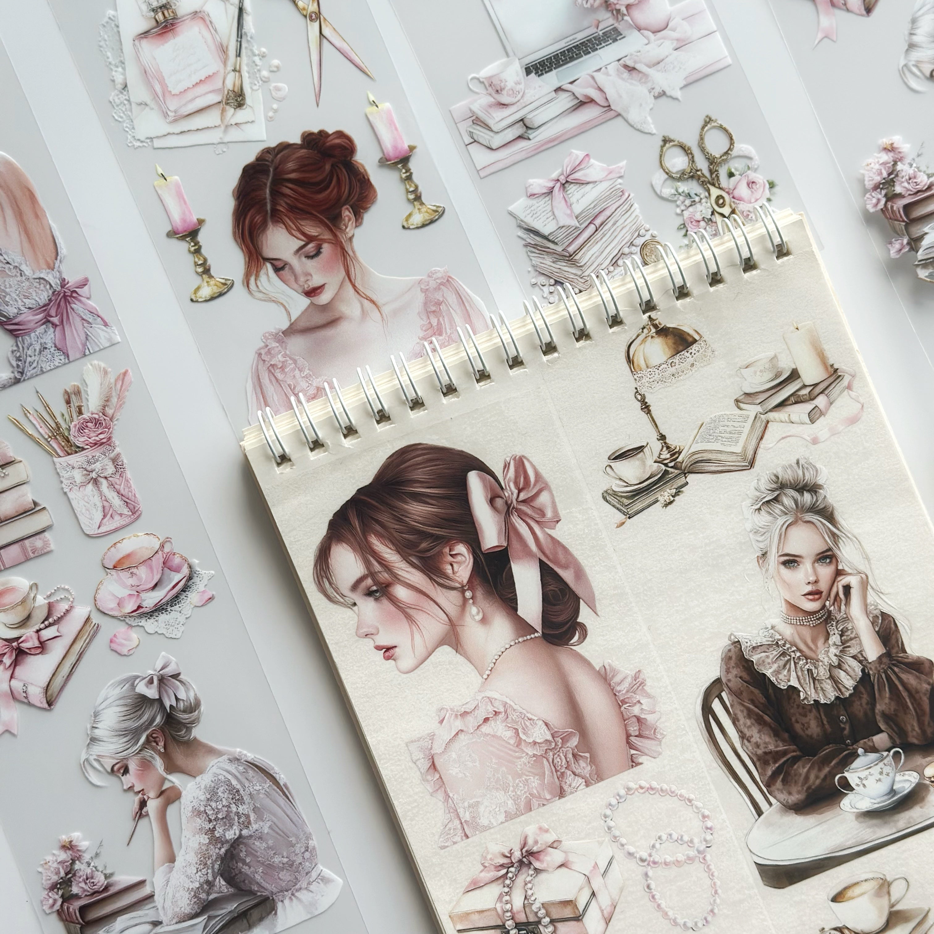 Rosebook Reverie PET Tape – Romantic Vintage Books & Blush Elegance Scrapbook Tape (7cm x 5m)