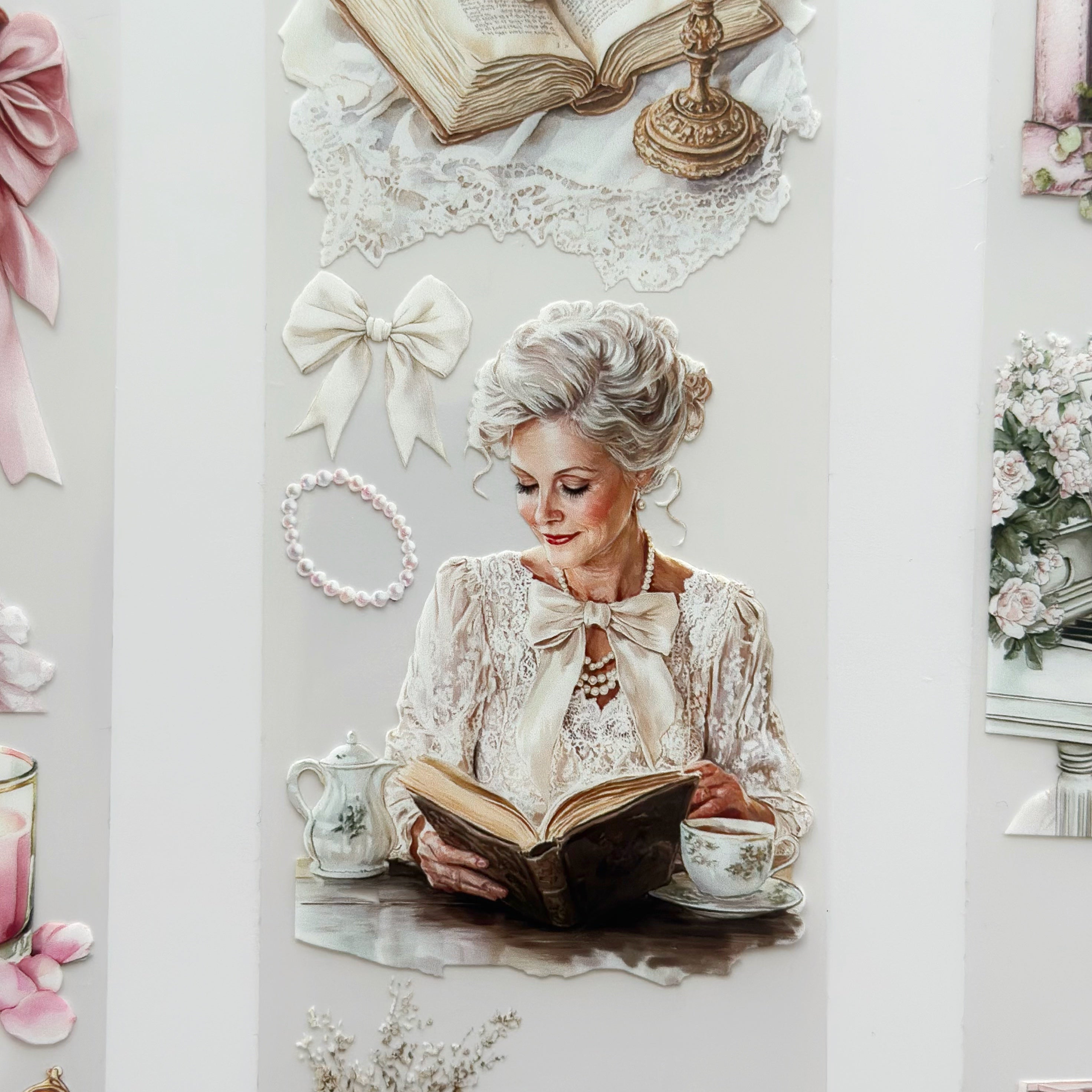 Rosebook Reverie PET Tape – Romantic Vintage Books & Blush Elegance Scrapbook Tape (7cm x 5m)