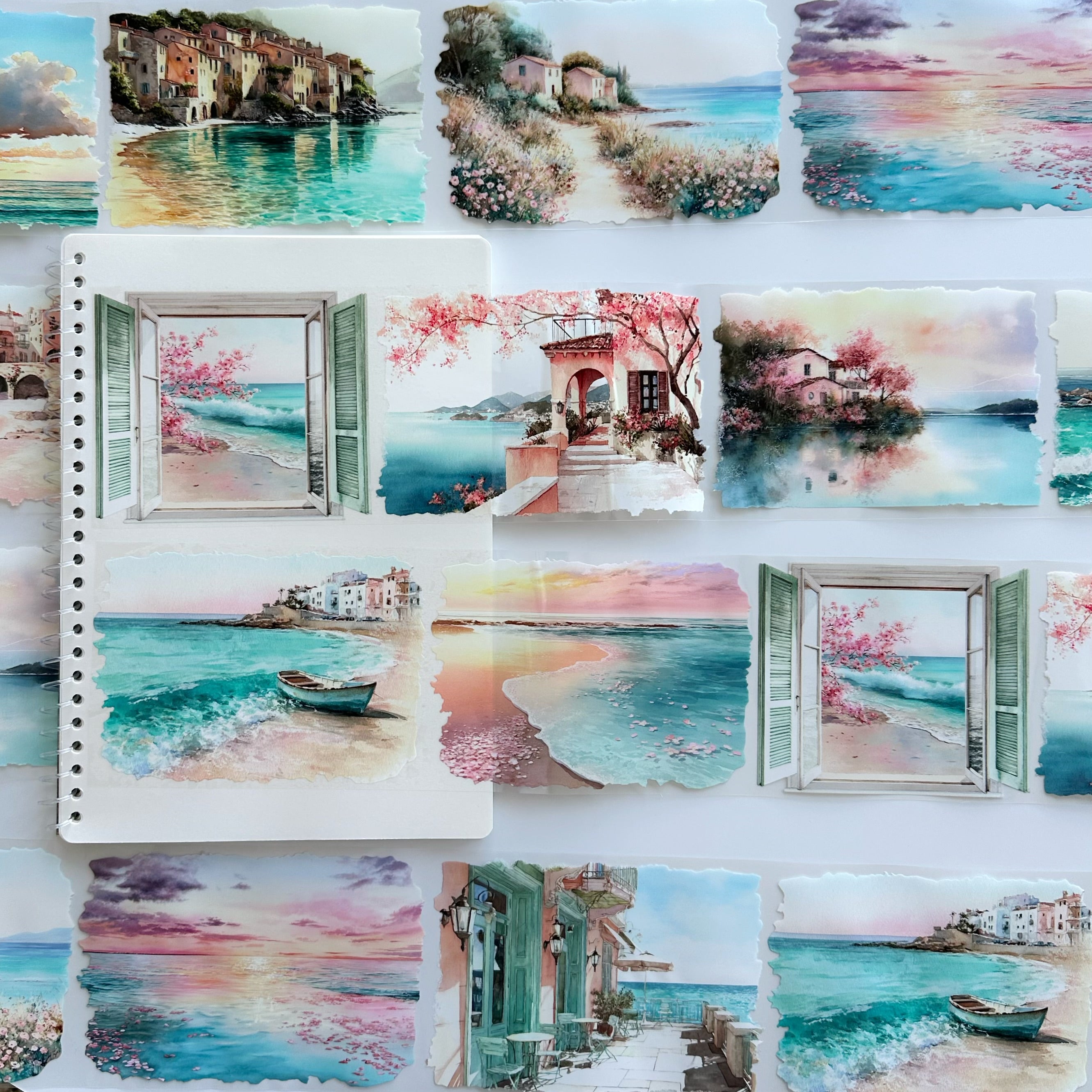 Sunset Riviera | Mediterranean Coastal Landscape PET Tape | 10cm x 5m