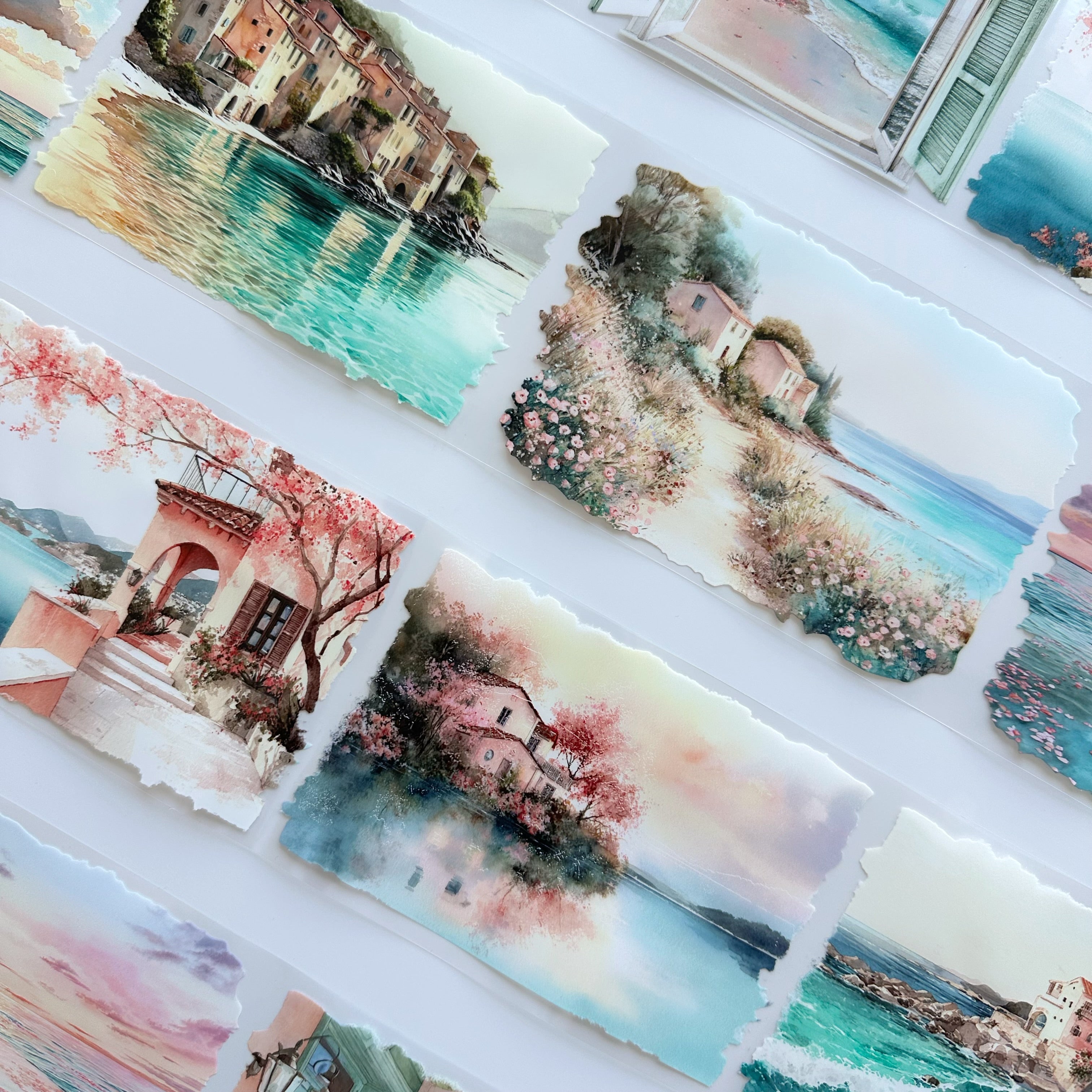 Sunset Riviera | Mediterranean Coastal Landscape PET Tape | 10cm x 5m