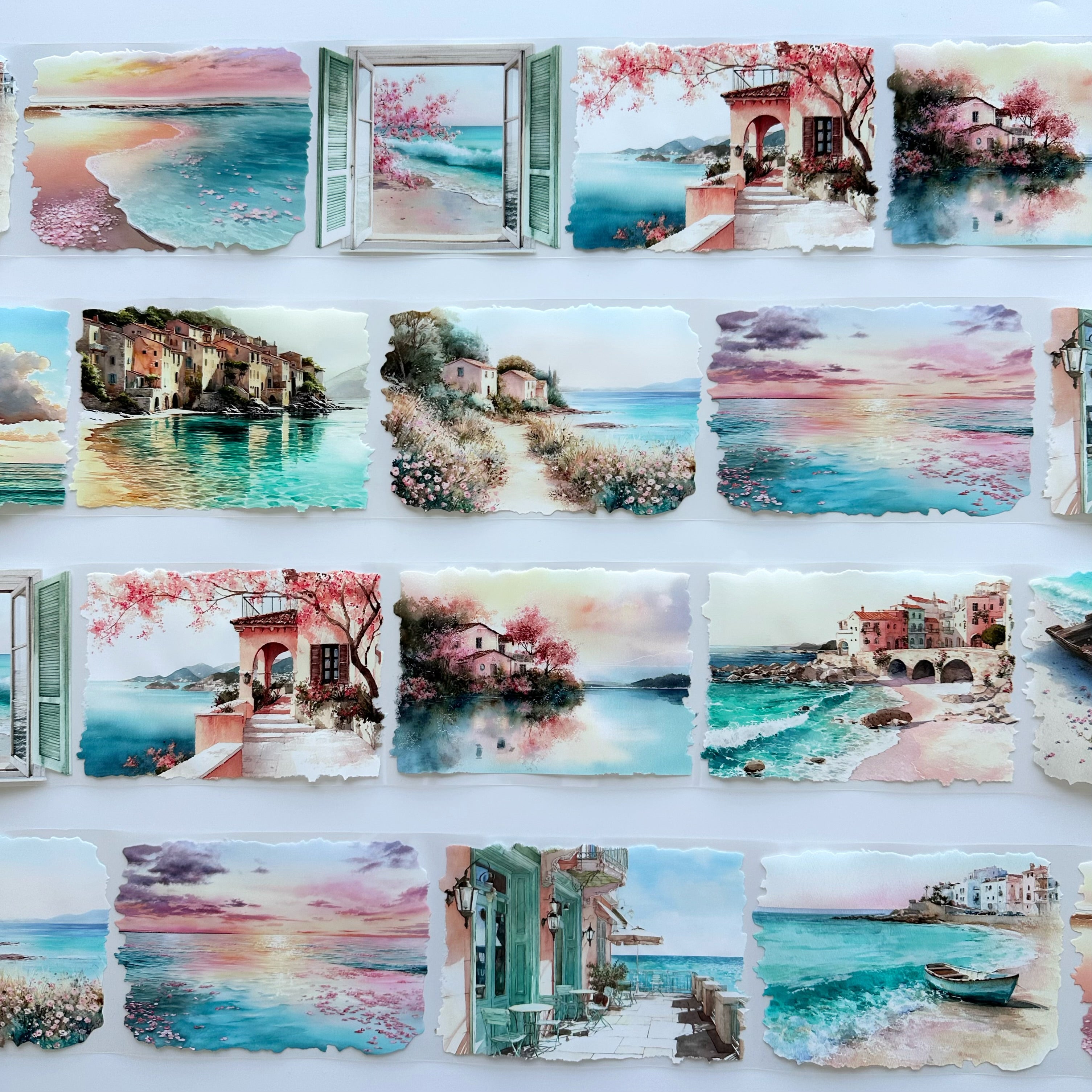 Sunset Riviera | Mediterranean Coastal Landscape PET Tape | 10cm x 5m