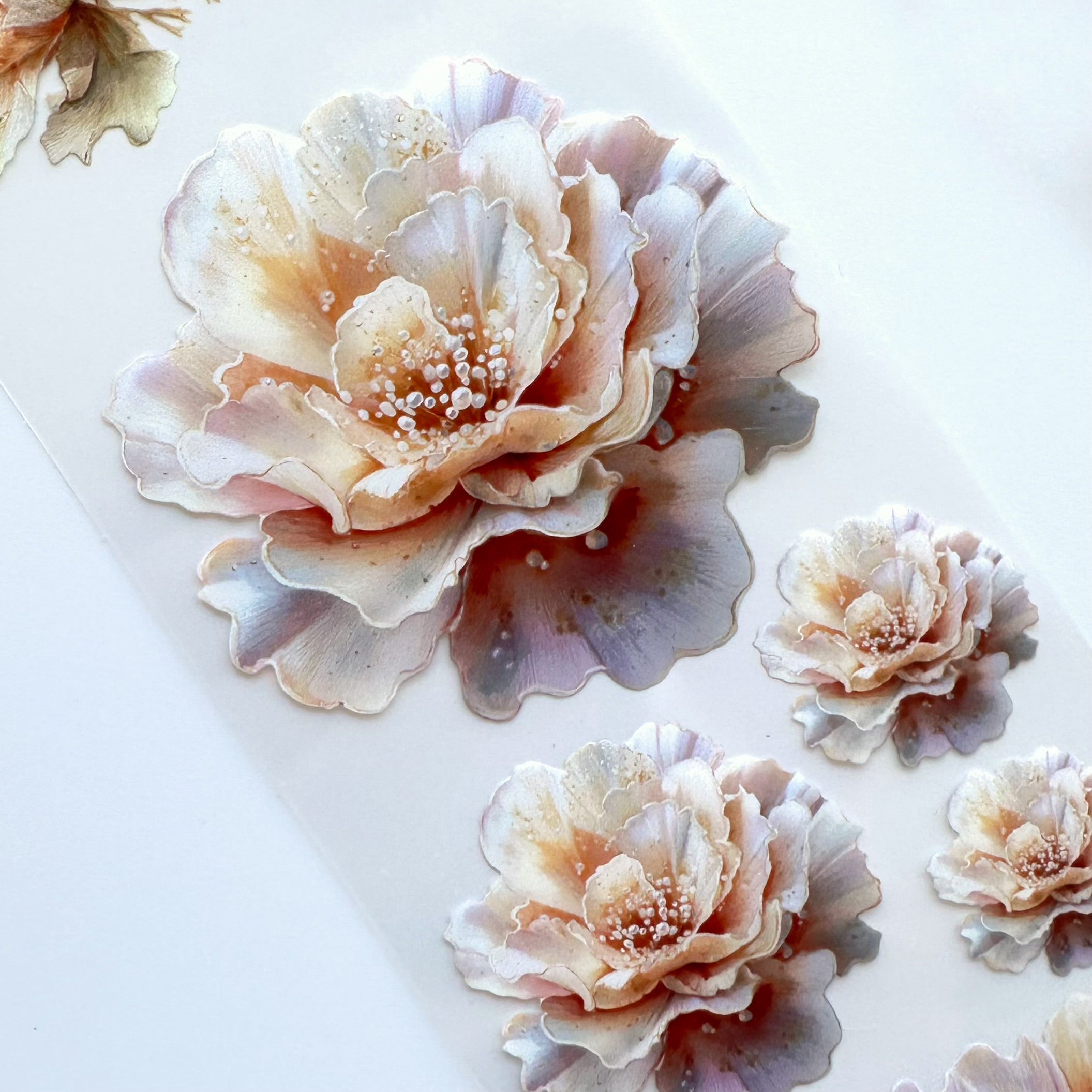 Pearl Bloom PET Tape | Soft Botanical Scrapbook Tape | 6cm x 5m