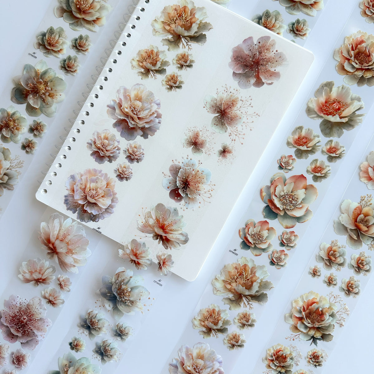 Pearl Bloom PET Tape | Soft Botanical Scrapbook Tape | 6cm x 5m